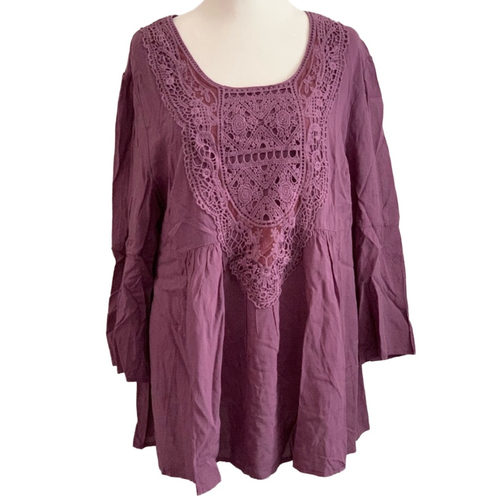 NOELLE Embroidered Purple Tunic size: L/XL 12-14